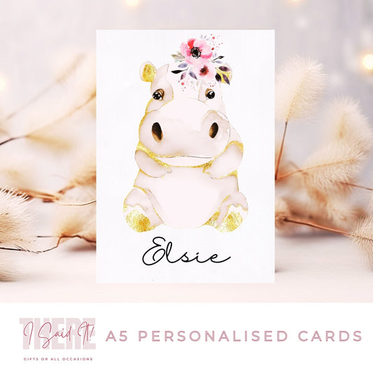 personalised hippo birthday card