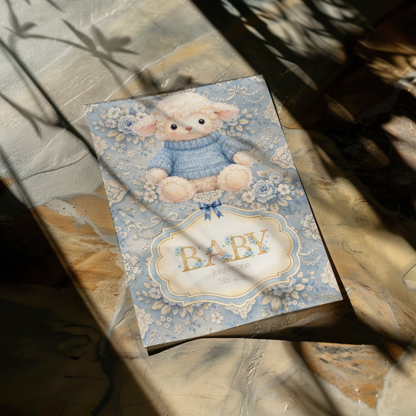 Personalised Lamb Card - Newborn Baby Boy
