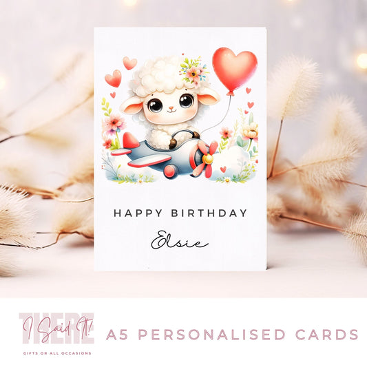 personalised lamb birthday card