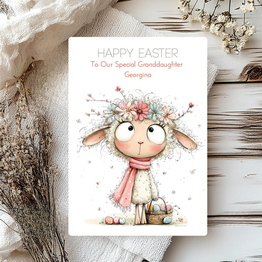 Personalised Lamb Easter Card – Handmade Spring Greeting for Loved Ones
