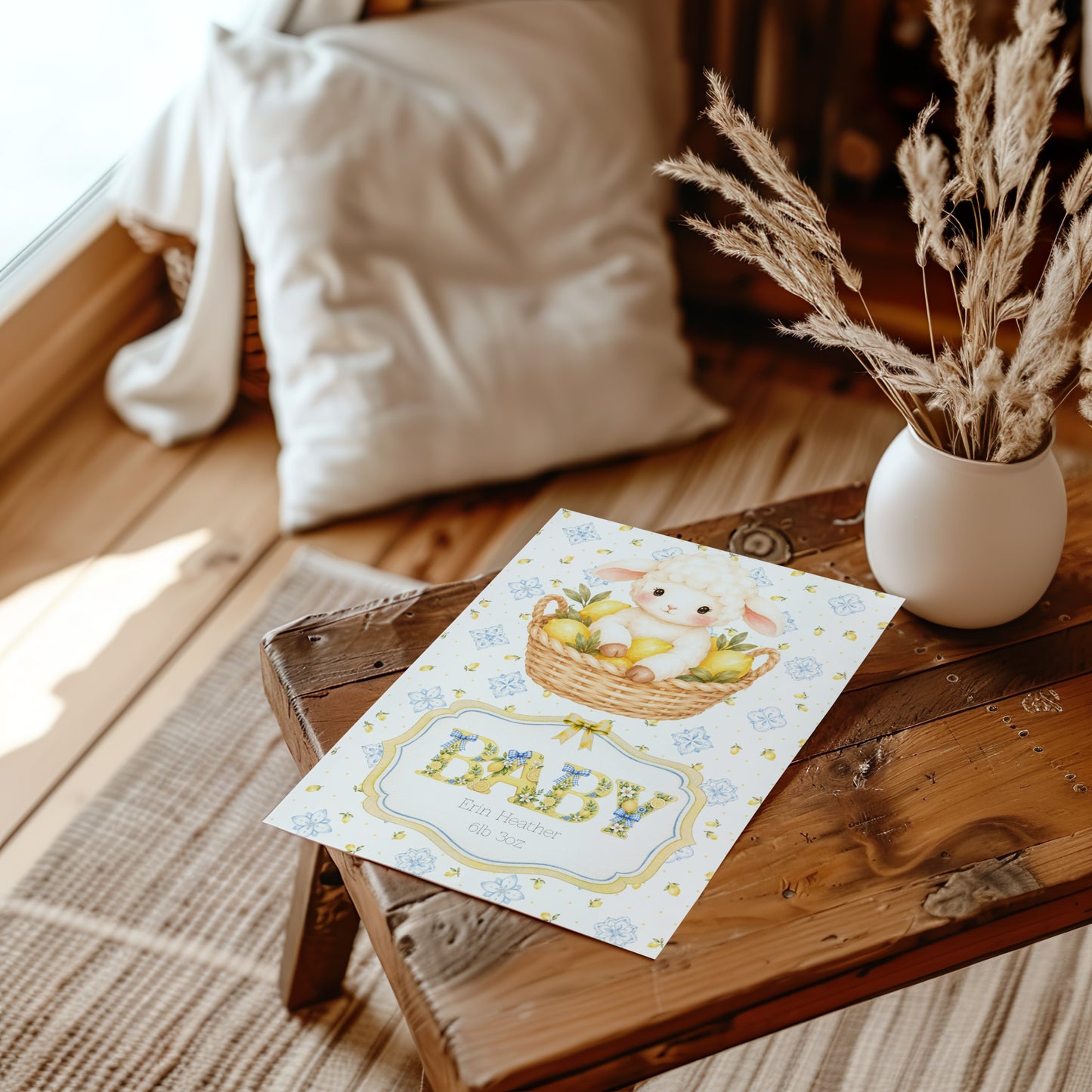 Unisex Little Lamb Baby Card - A Sweet Welcome for The New Arrival