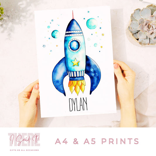 personalised rocket print