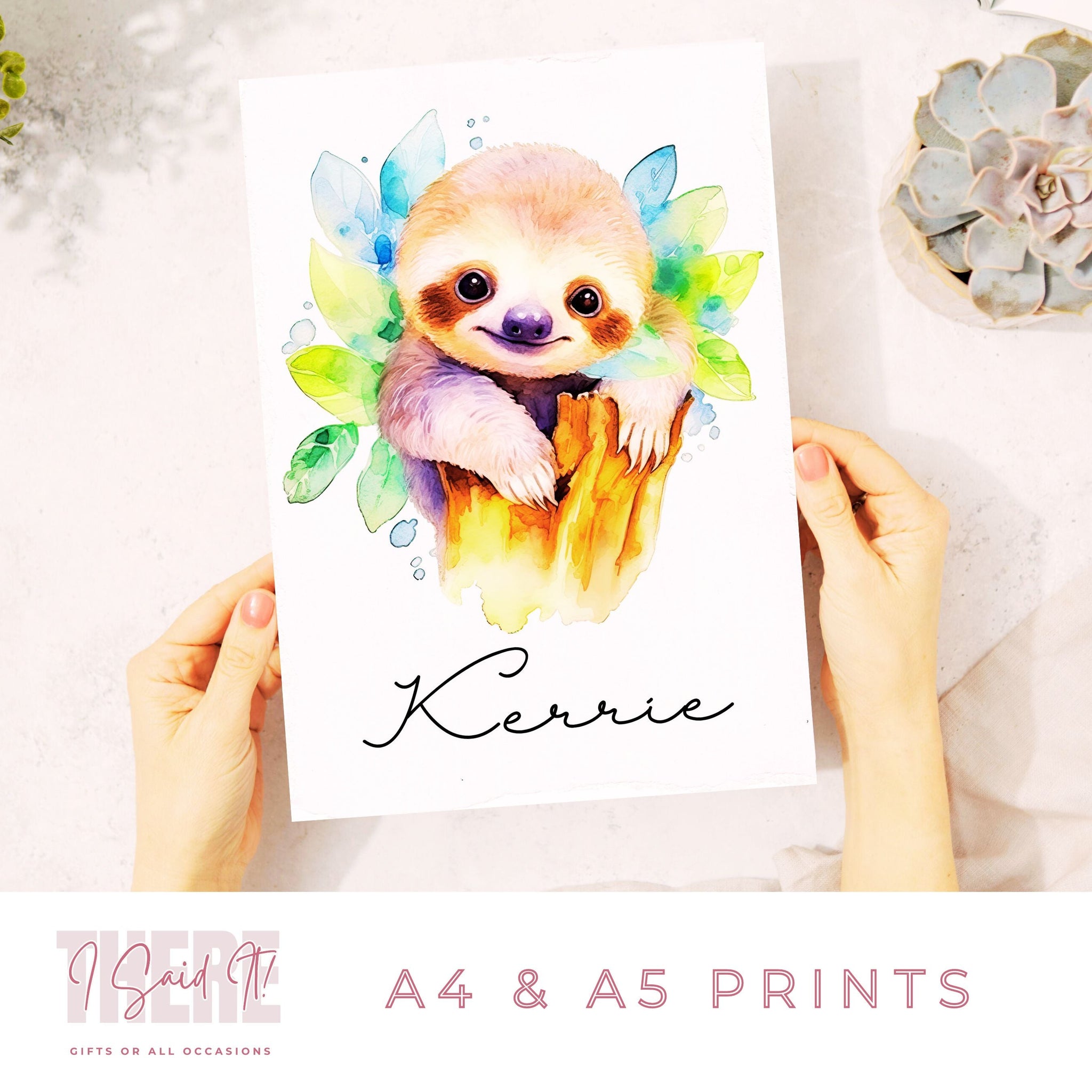 Personalised Sloth Print | Sloth Nursery Print – Beautifully Handmade UK