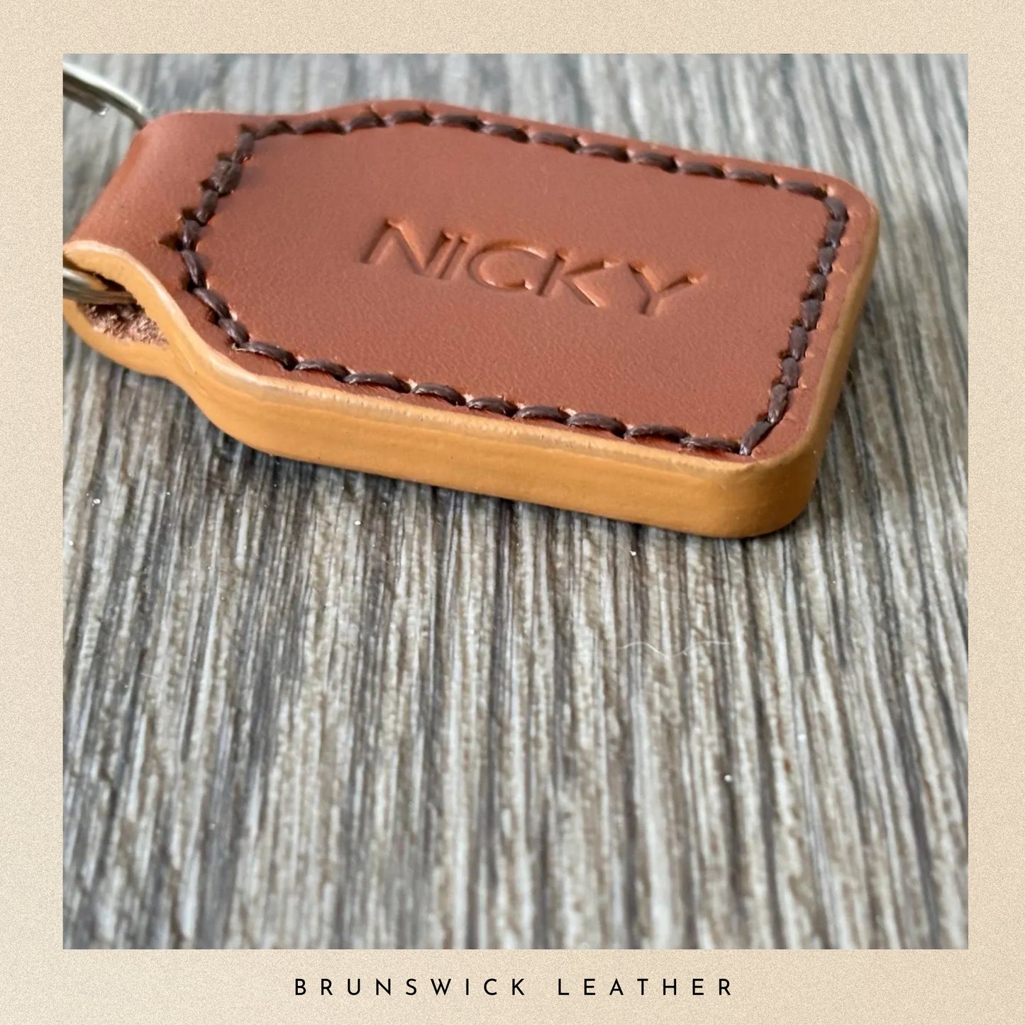 Personalised Tan Leather Key Fob