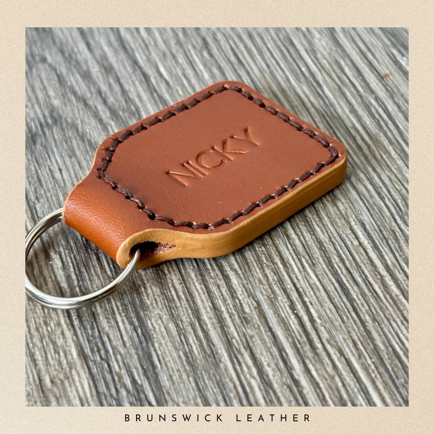 Personalised Tan Leather Key Fob