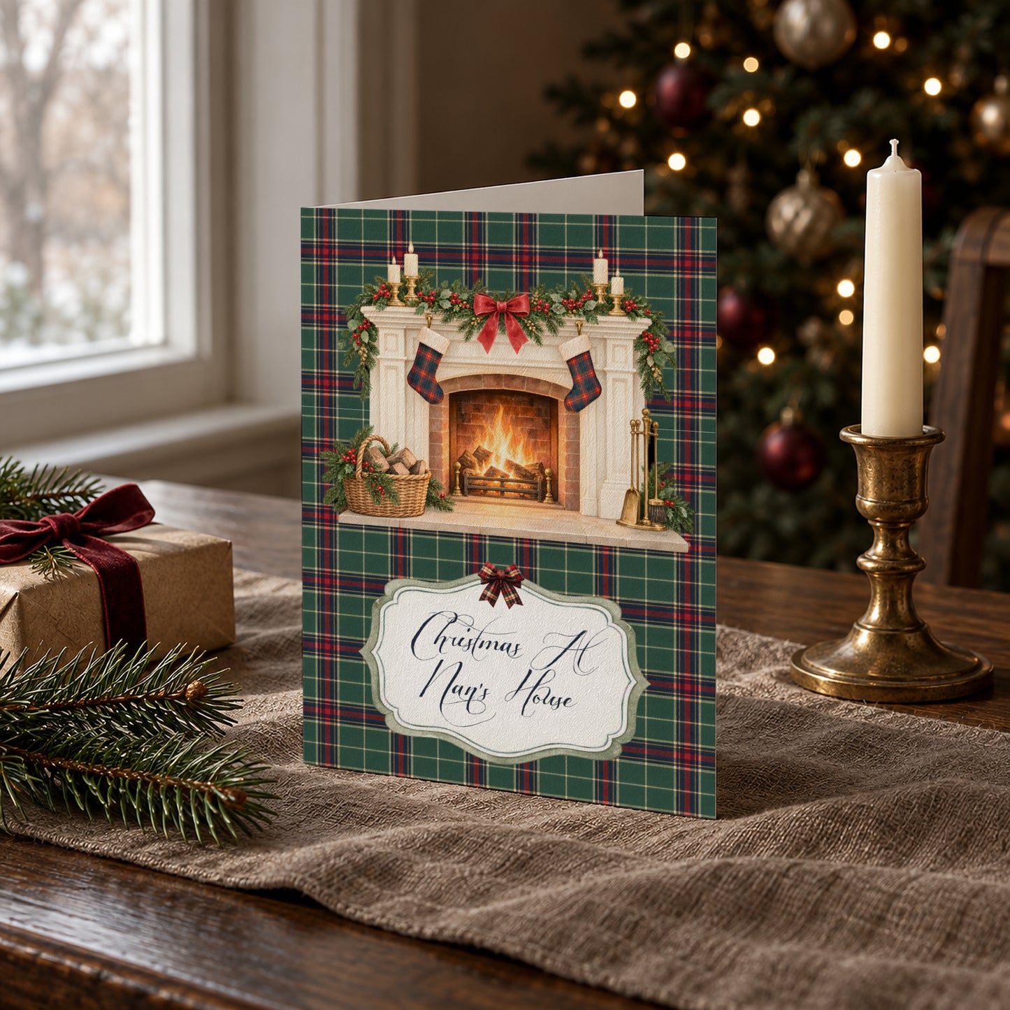 Personalised Tartan Christmas Card – Handmade Festive Greeting