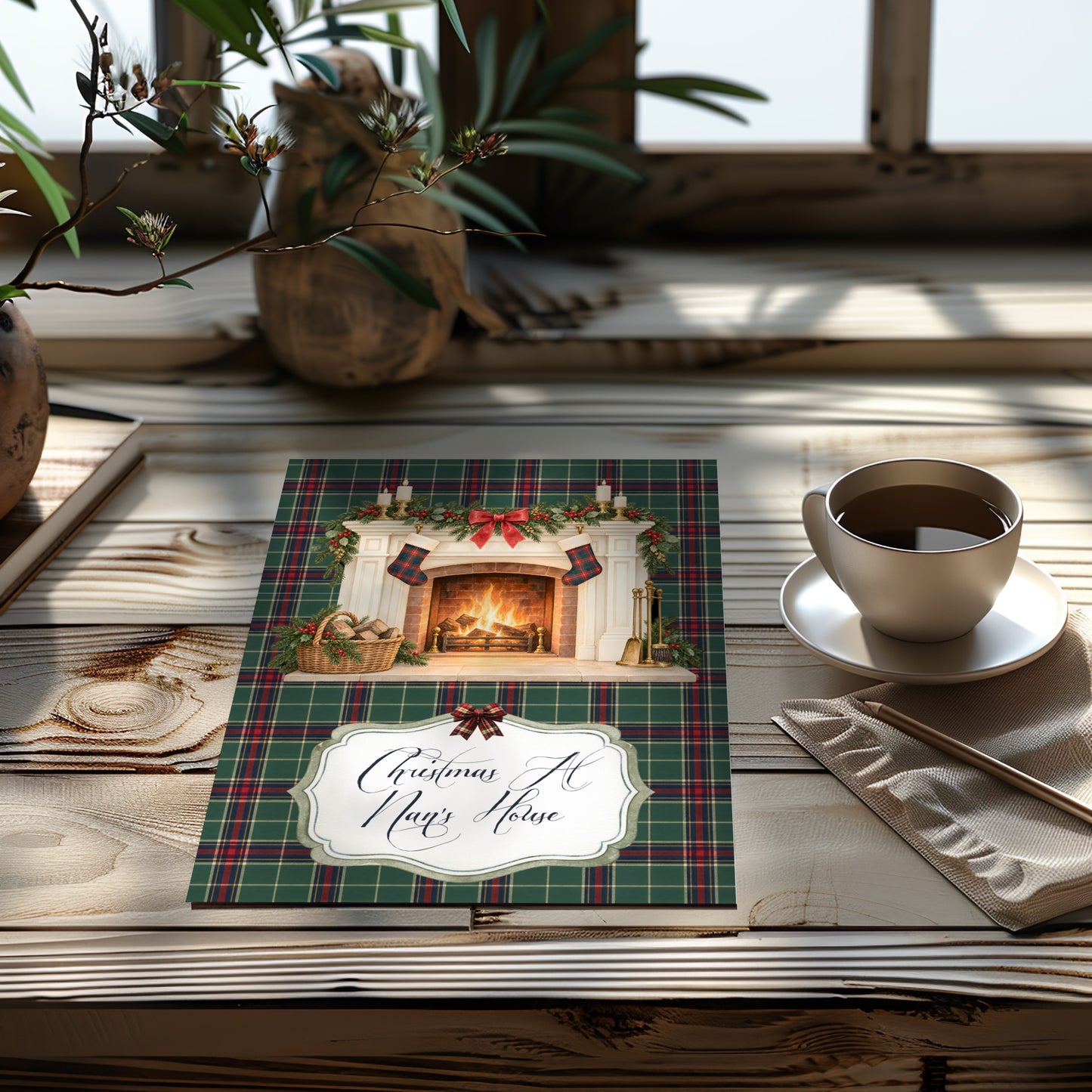 Personalised Tartan Christmas Card – Handmade Festive Greeting