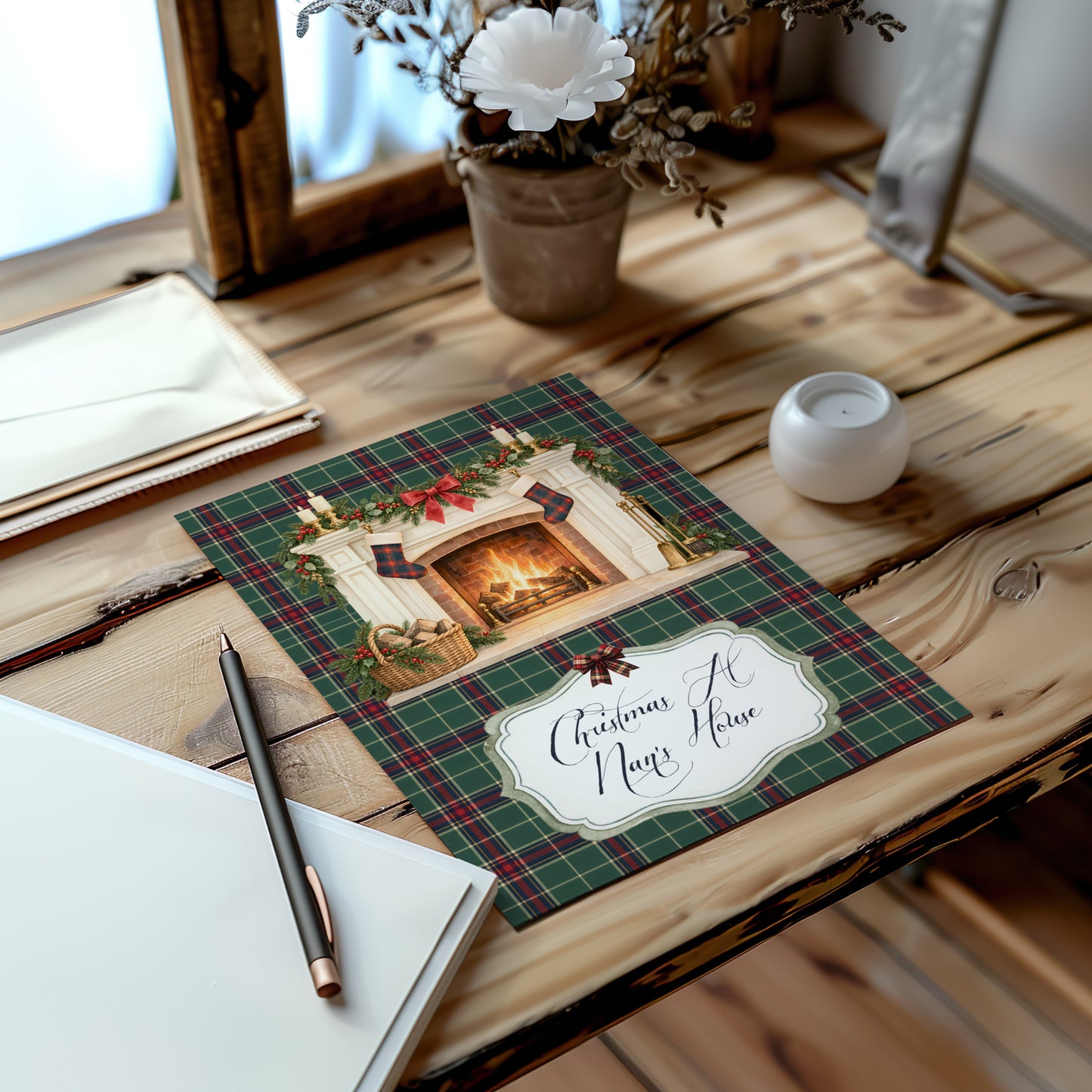 Personalised Tartan Christmas Card – Handmade Festive Greeting