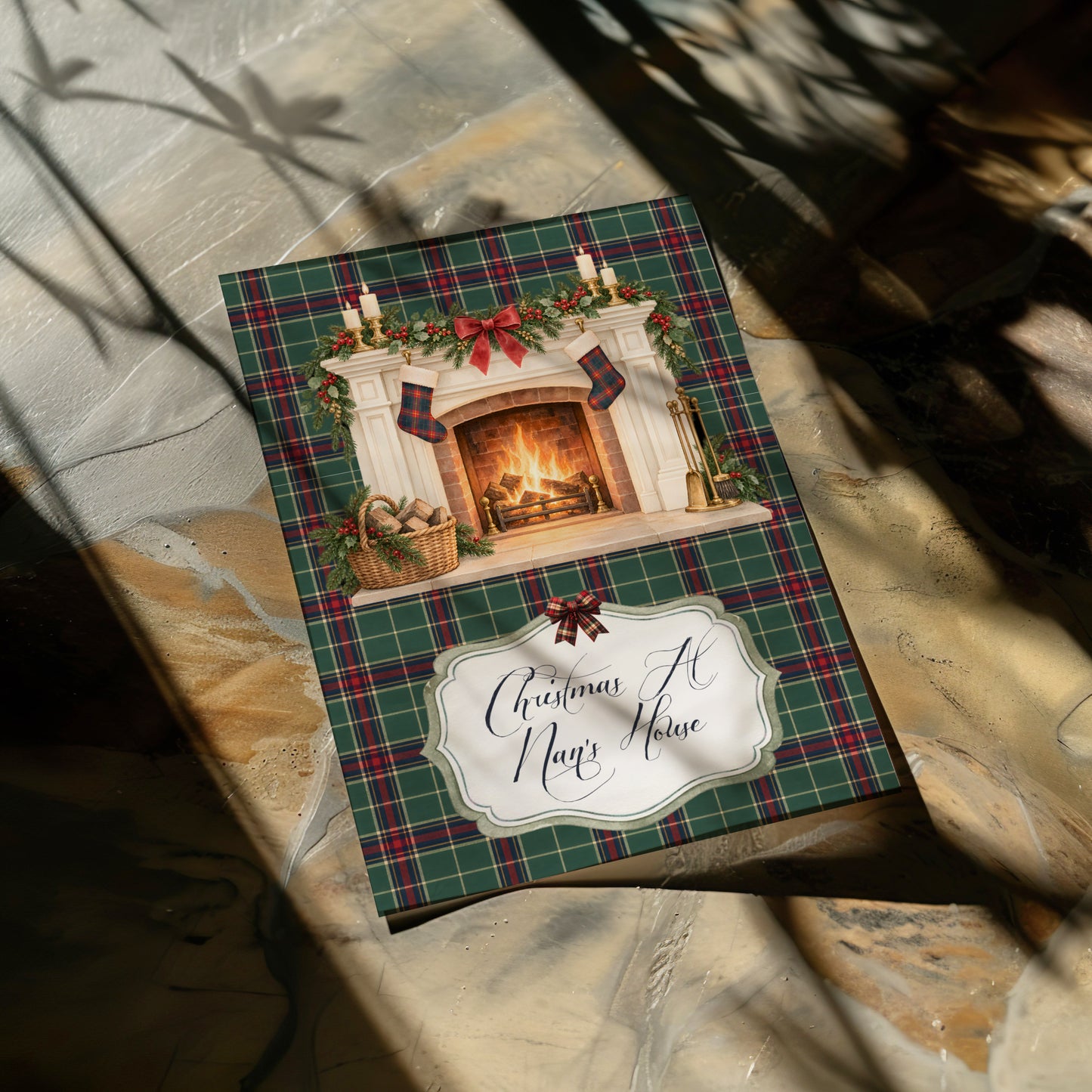 Personalised Tartan Christmas Card – Handmade Festive Greeting