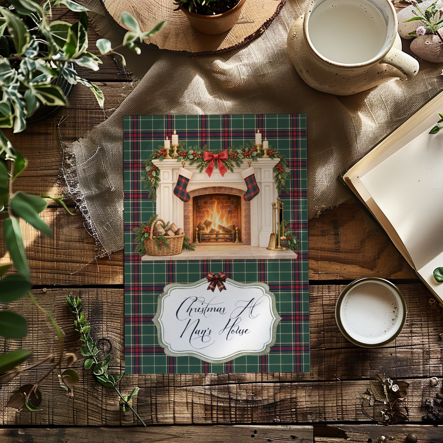 Personalised Tartan Christmas Card – Handmade Festive Greeting
