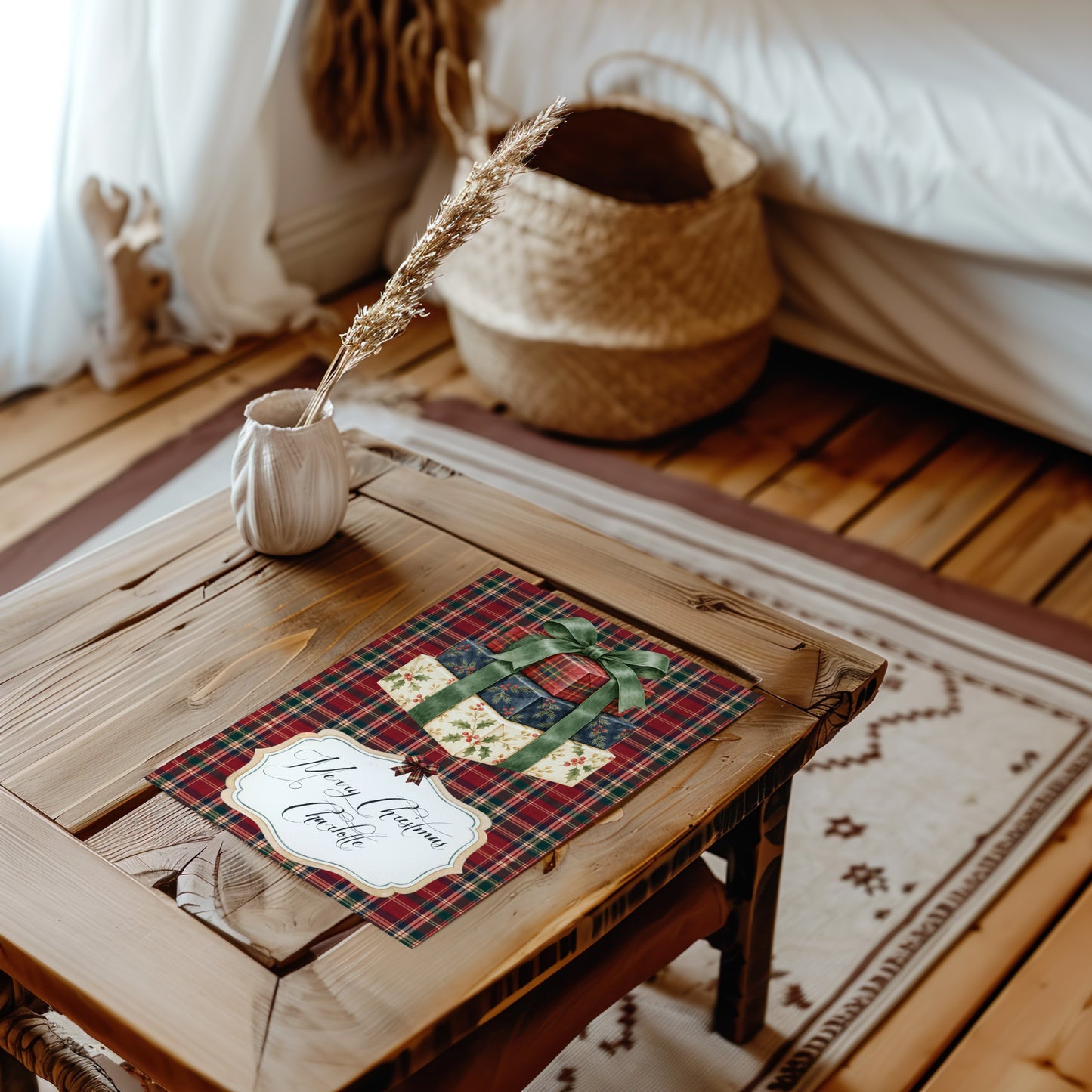 Handmade Personalised Tartan Christmas Card – Custom Festive Greeting