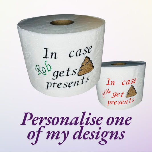 Image showing options for personalisation of personalised toilet rolls on offer