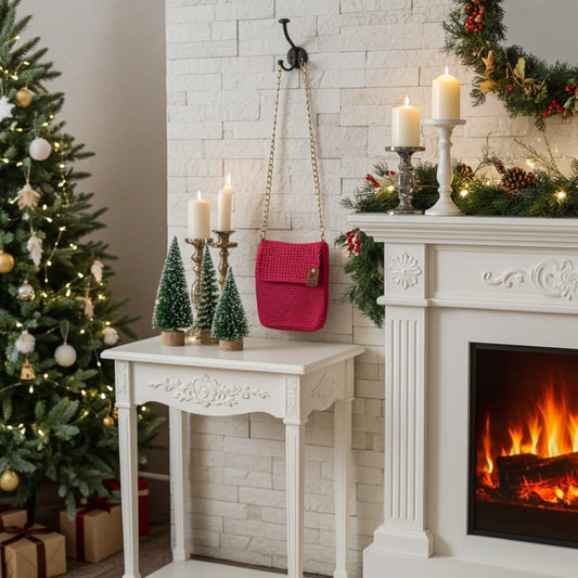 Bright Pink Crochet Phone Bag – Fun Handmade Christmas Gift for Her