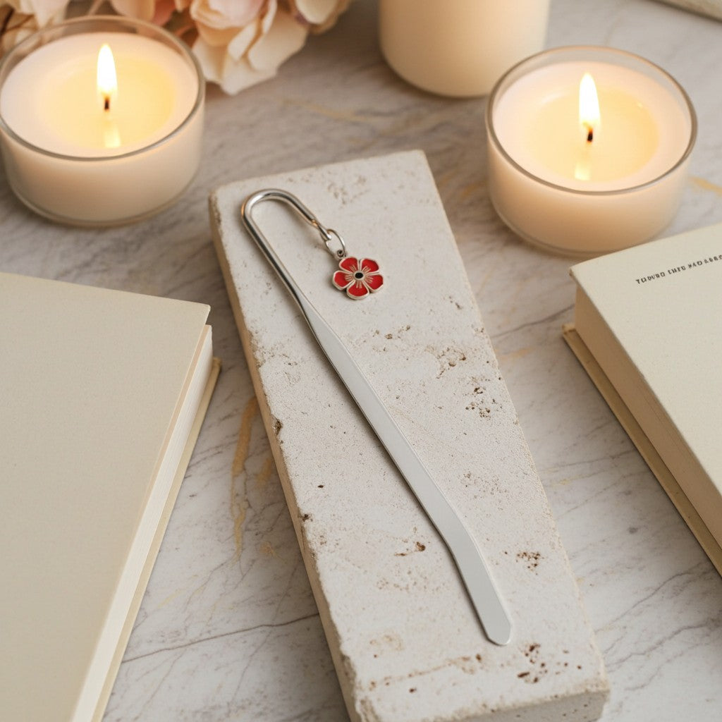 Hand-Painted Poppy Bookmark - A Beautiful Gift for Bookish Folk