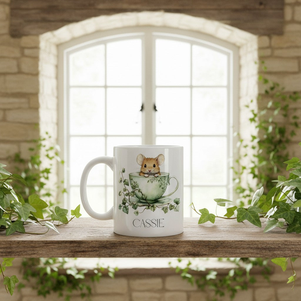 Personalised Mouse Mug – Custom Name Gift for Animal Lovers