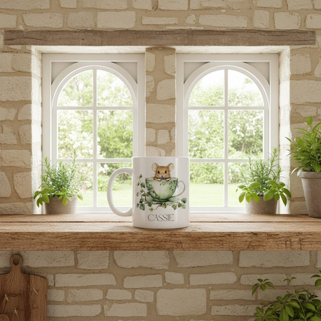 Personalised Mouse Mug – Custom Name Gift for Animal Lovers