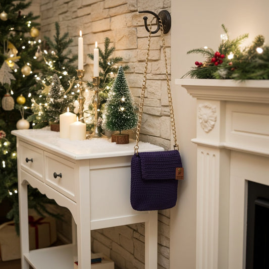 Purple Crochet Phone Bag – Handmade Christmas Gift for Her