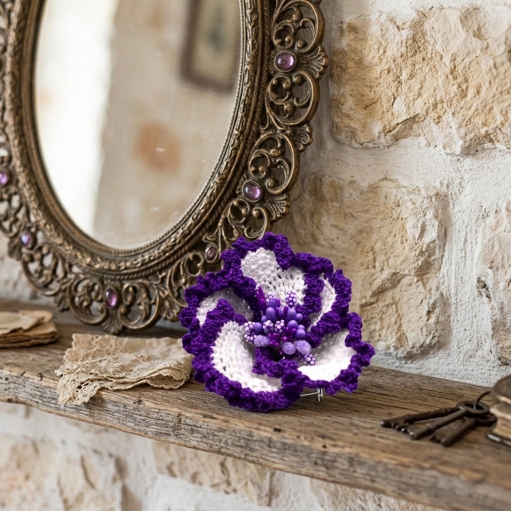 Handmade Flower Brooch – Crochet Christmas Gift