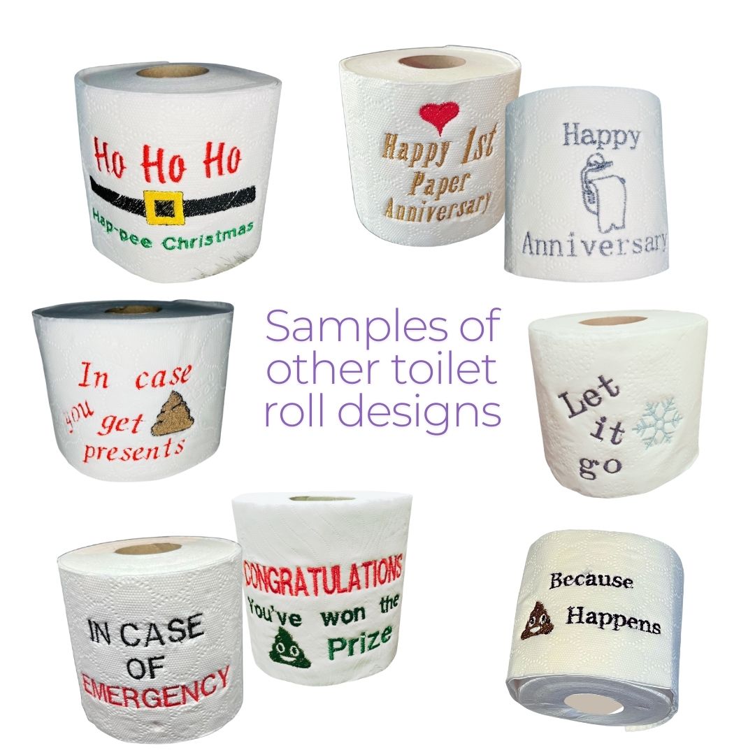 image of a range of designs of our novelty toilet rolls available to order