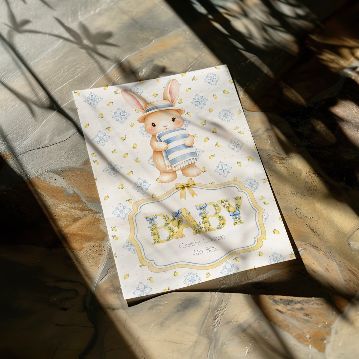 Personalised Bunny Newborn Baby Card - Celebrate Your Little One's Arrival