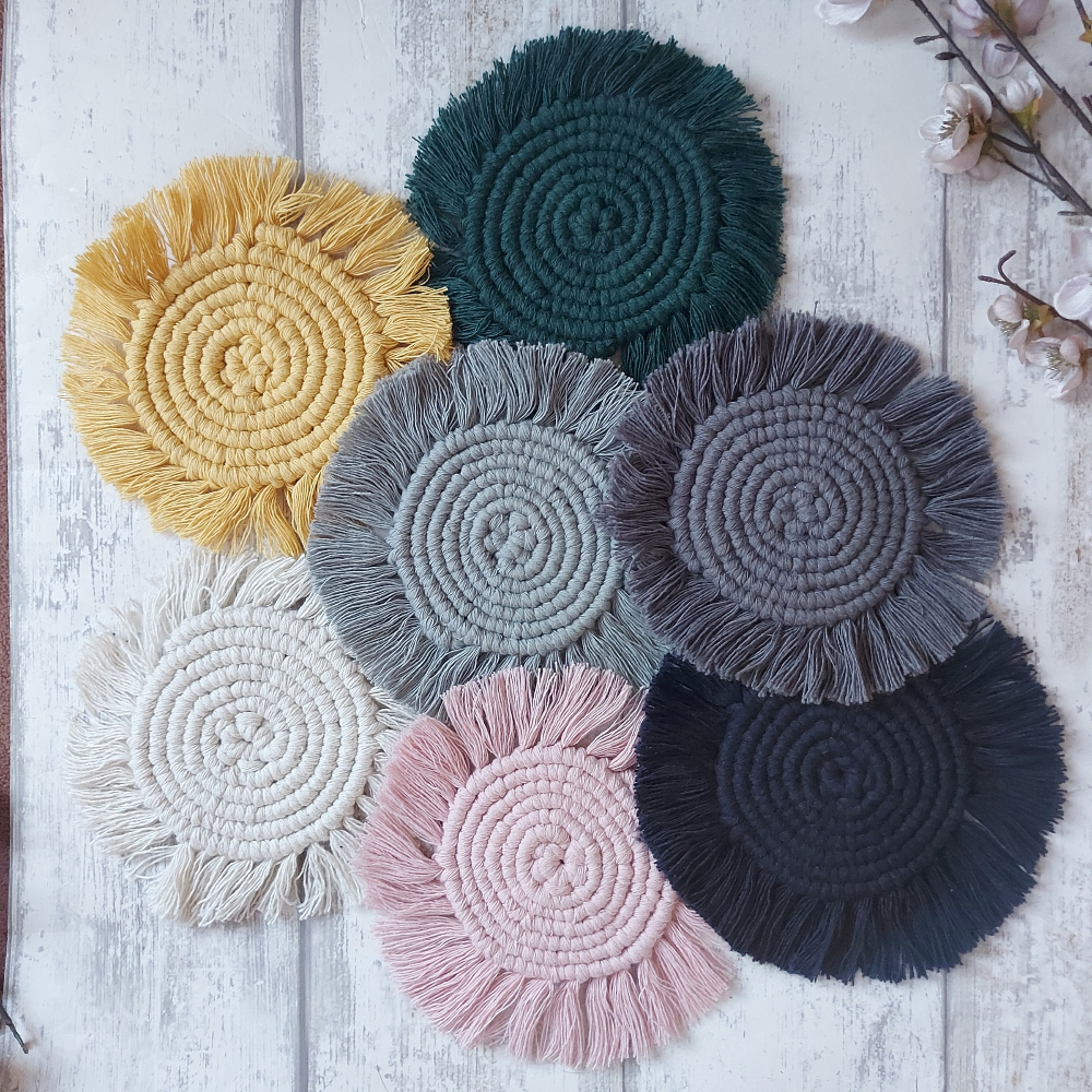 Custom Macrame Coasters – Handmade Boho Drink Mats