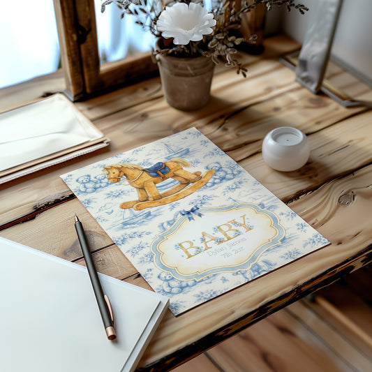 Personalised Rocking Horse Card - New Baby Boy