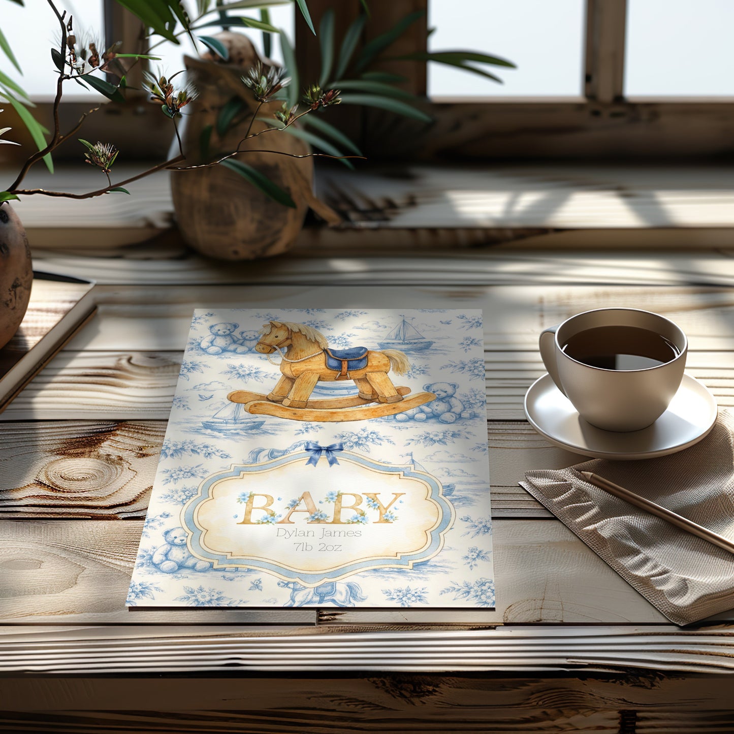 Personalised Rocking Horse Card - New Baby Boy