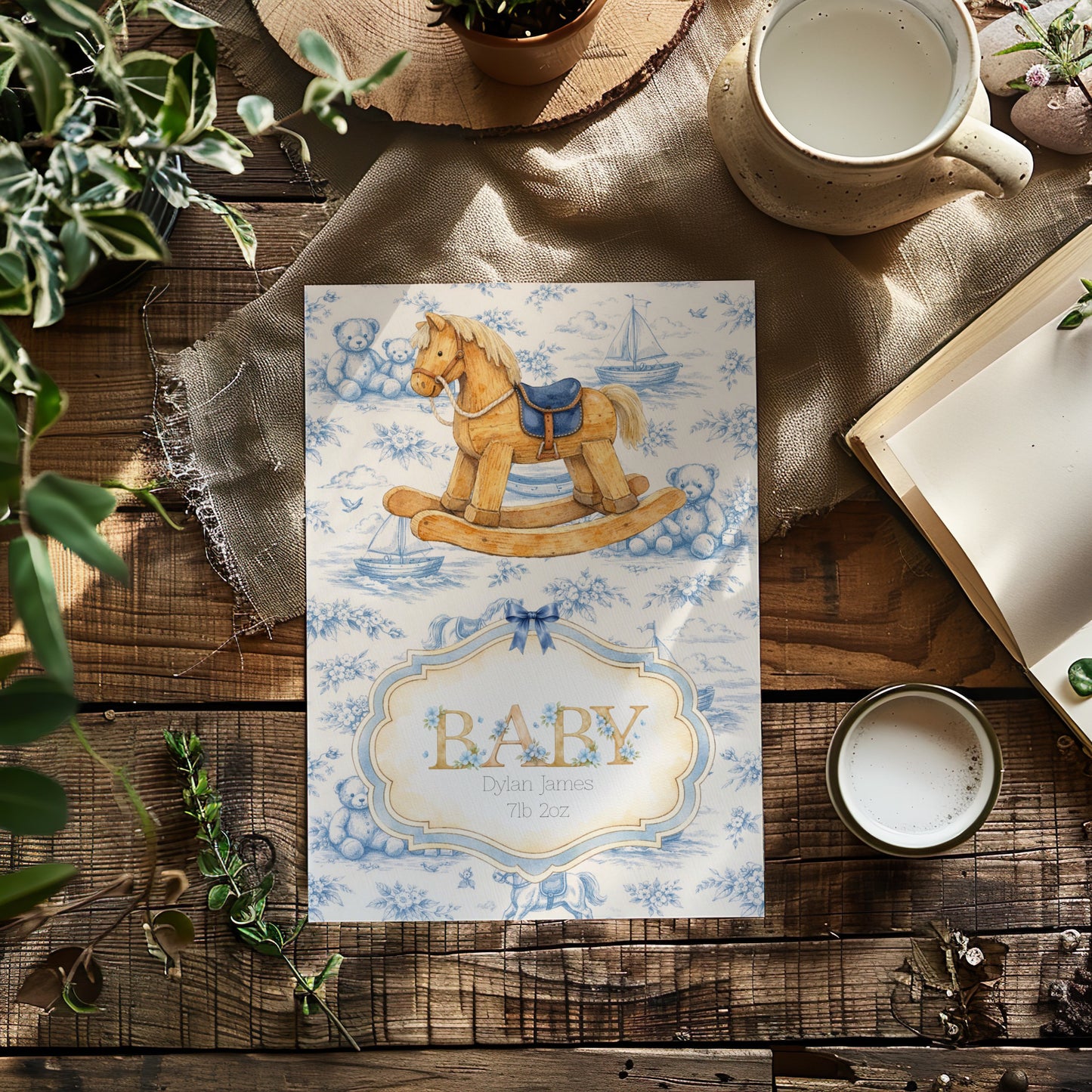 Personalised Rocking Horse Card - New Baby Boy