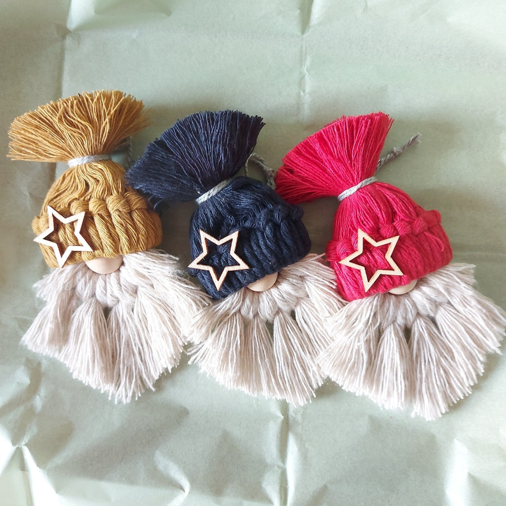 Macrame Gonk Christmas Decorations – Handmade Nordic Ornaments