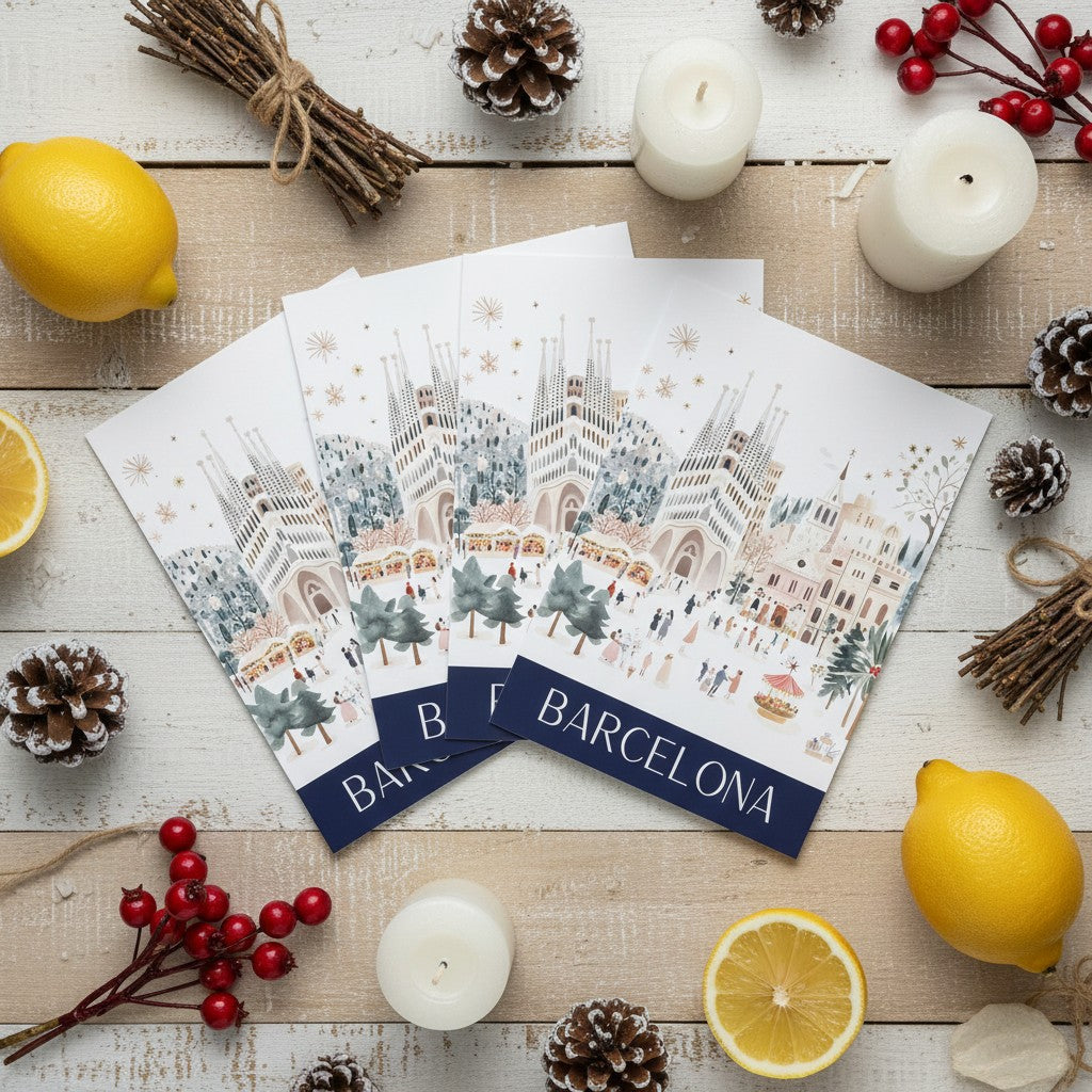 Barcelona Christmas Card – Unique Handmade Festive Card