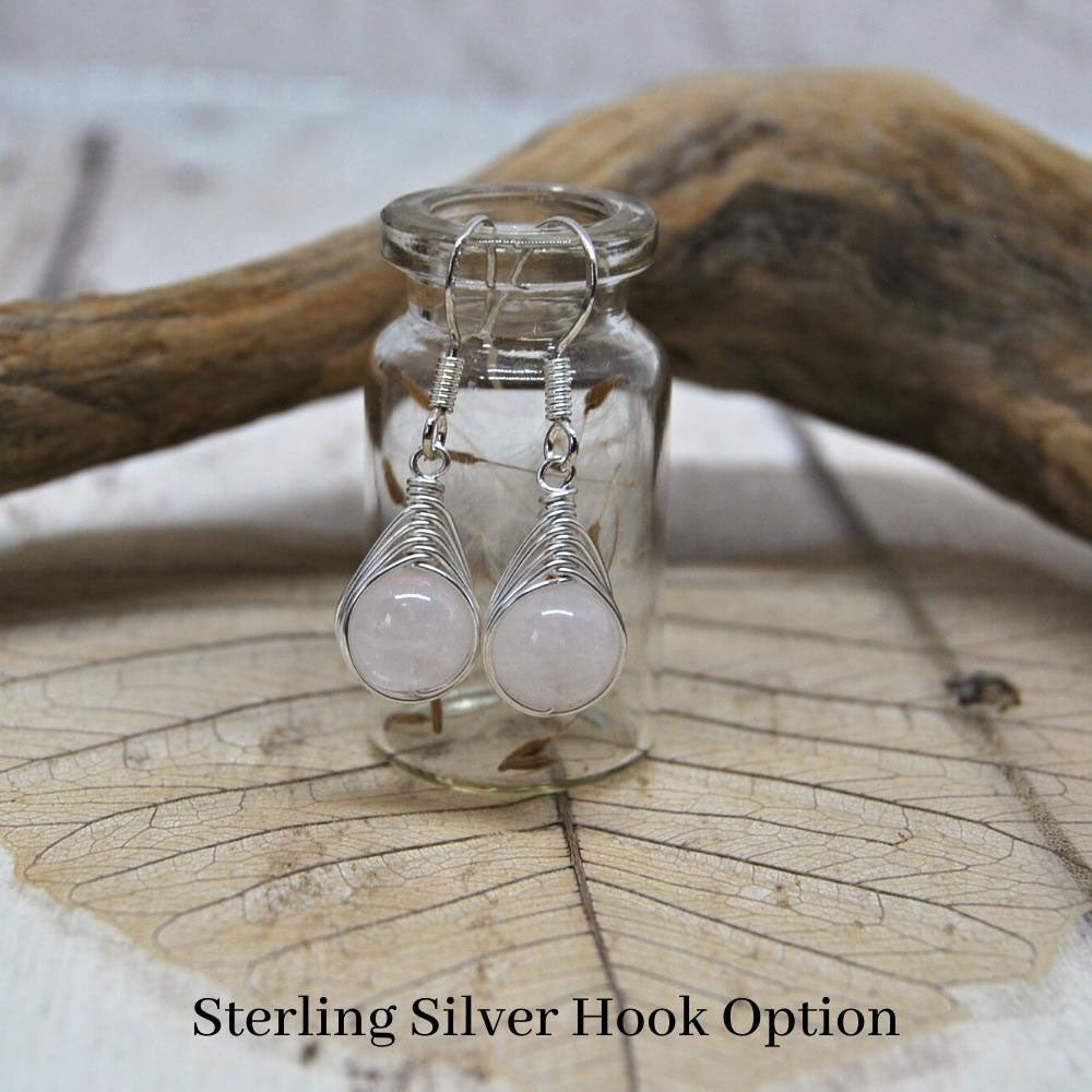 Rose quartz hotsell earrings sterling silver