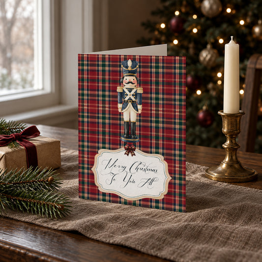 Personalised Tartan Nutcracker Card – Handmade Christmas Greeting