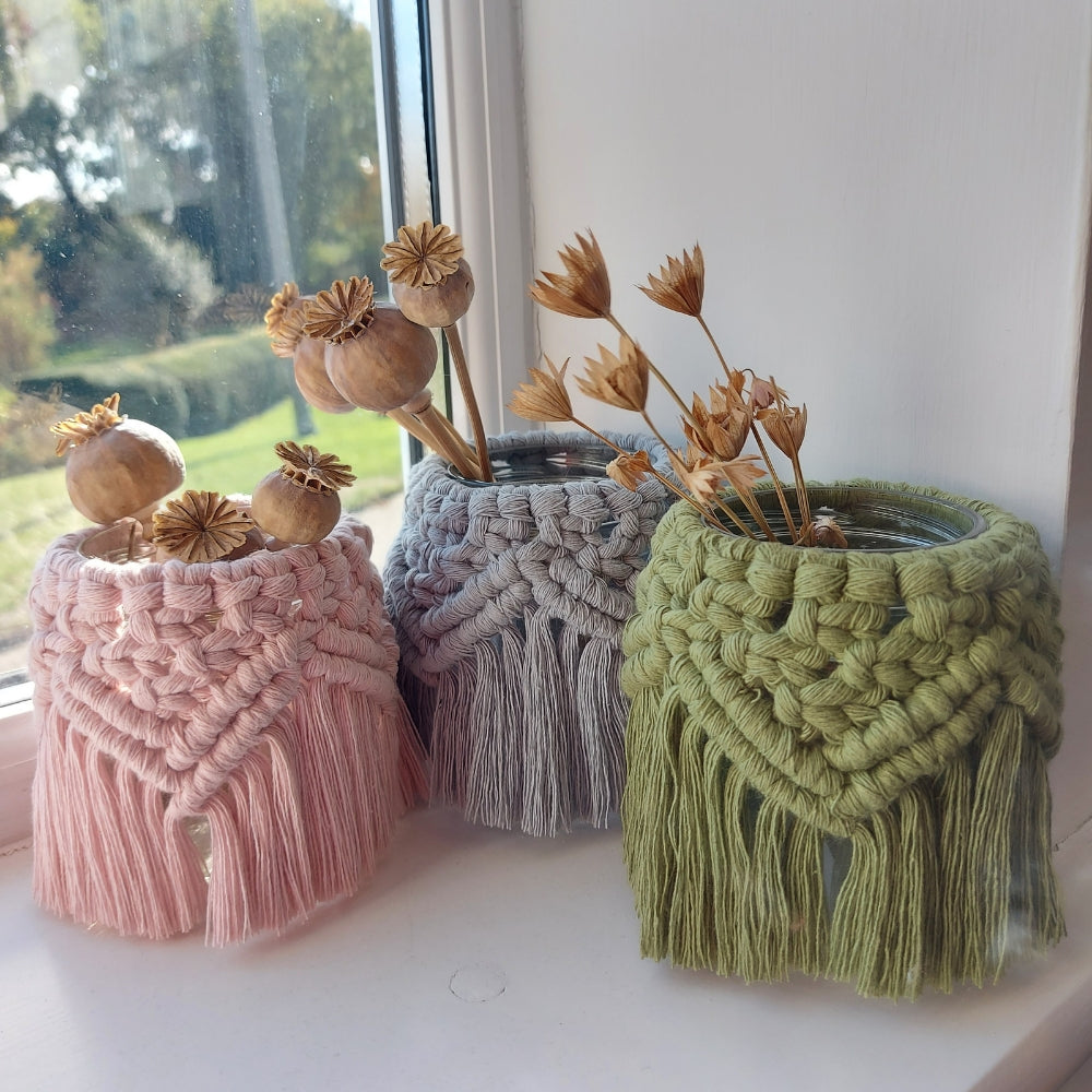 Handmade Macrame Tea Light Holders – Boho Decor