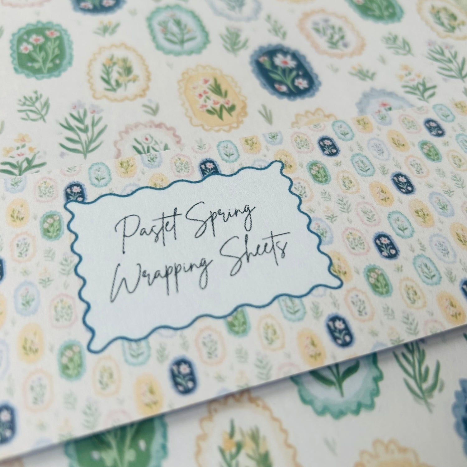 Pastel spring wrapping sheets with floral pattern