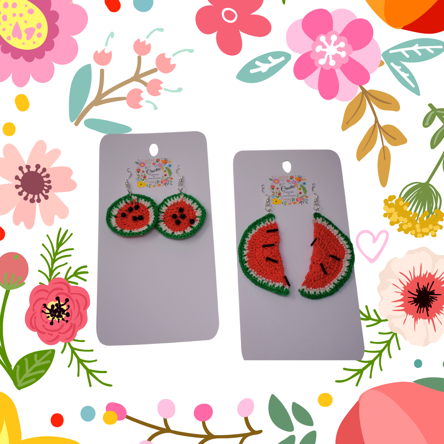 Boho Wedding Earrings | Crochet Watermelon Earrings