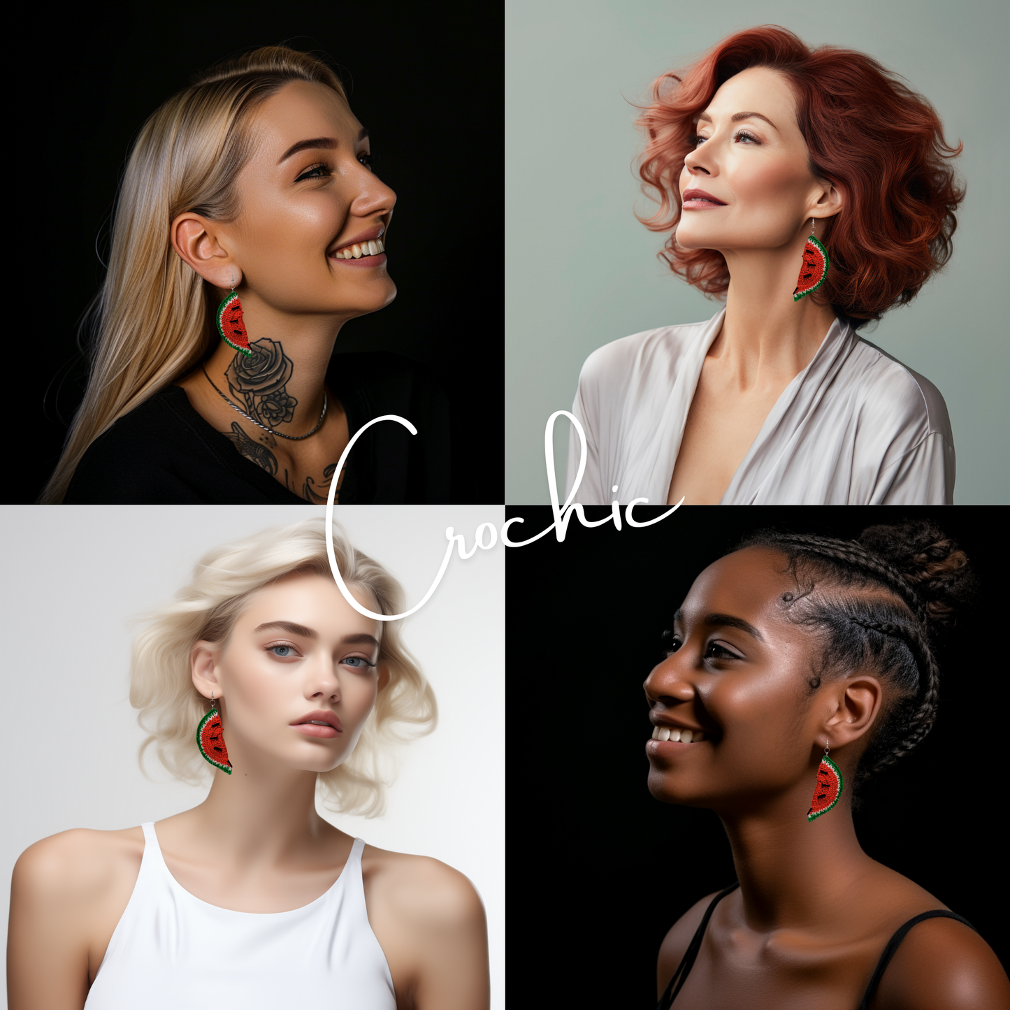 Boho Wedding Earrings | Crochet Watermelon Earrings