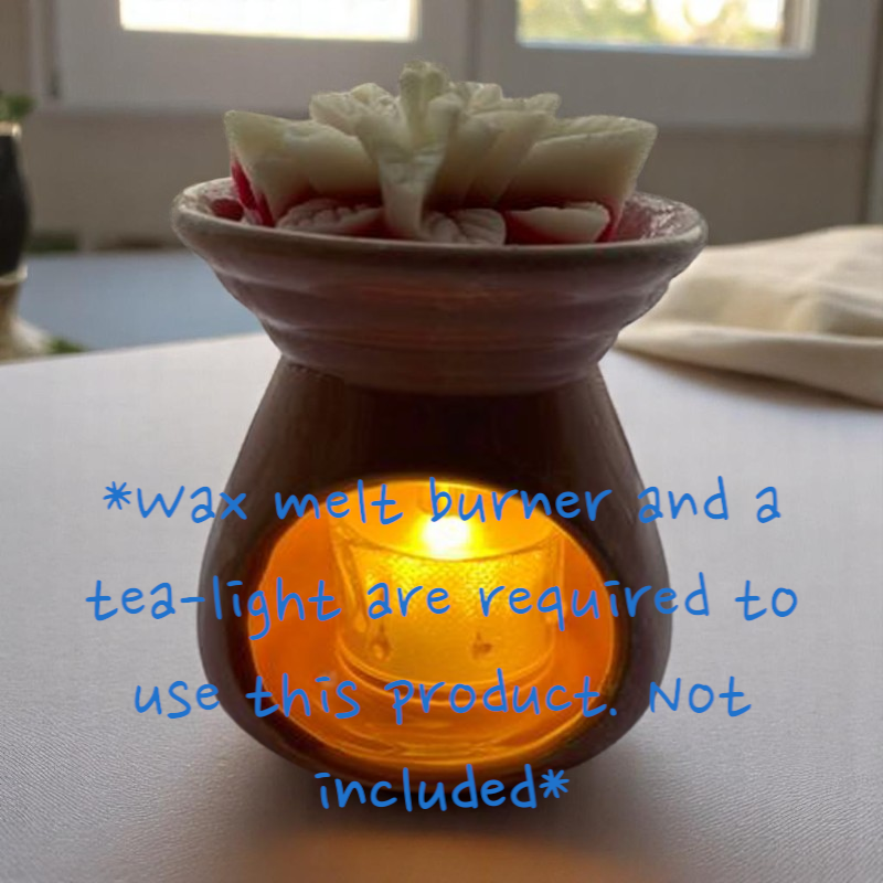 wax melt burner showing wax melt on product with candle