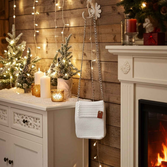 White Crochet Phone Bag – Handmade Christmas Gift for Her