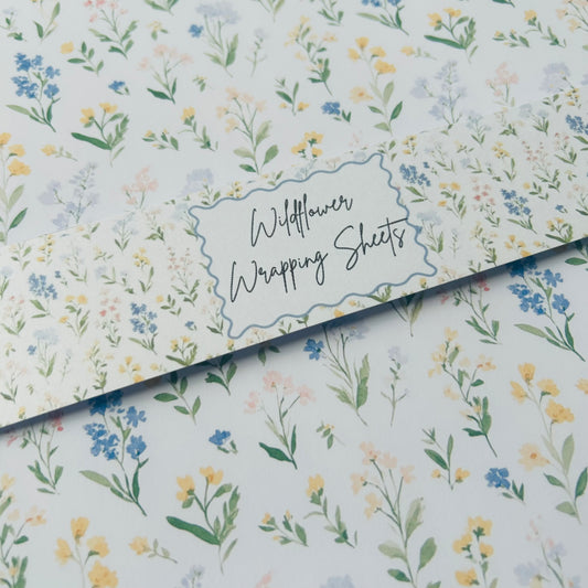 Wildflower wrapping sheets with a floral pattern on a white background
