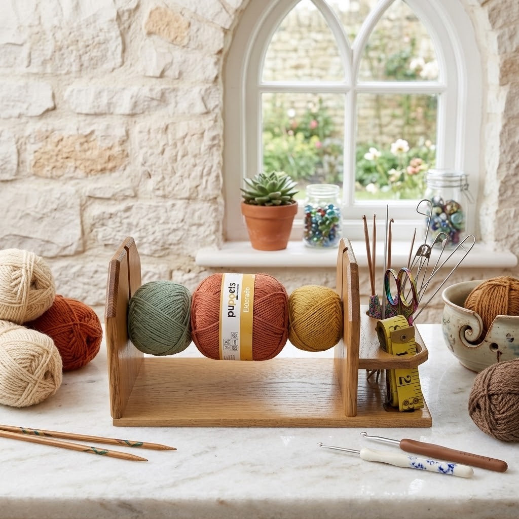 Handmade Wooden Yarn Holder – Craft Organiser
