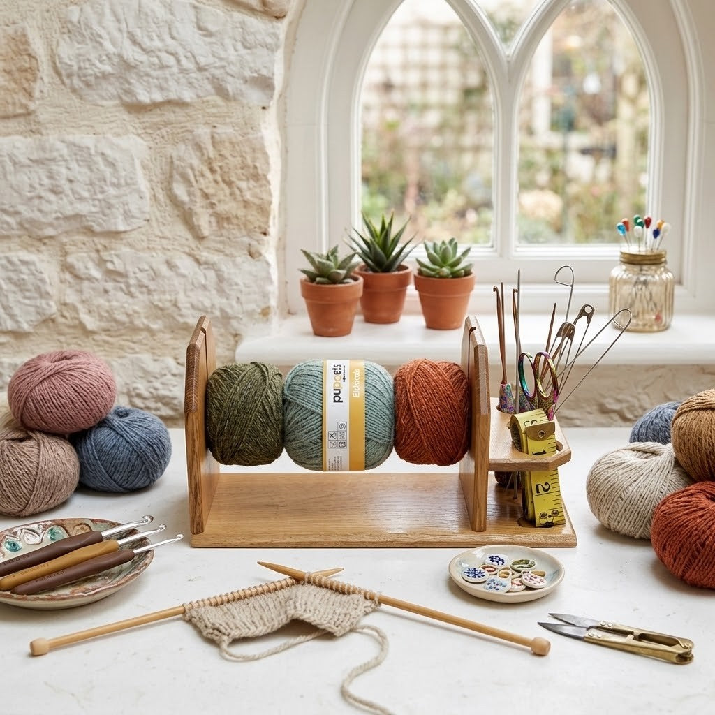 Handmade Wooden Yarn Holder – Craft Organiser