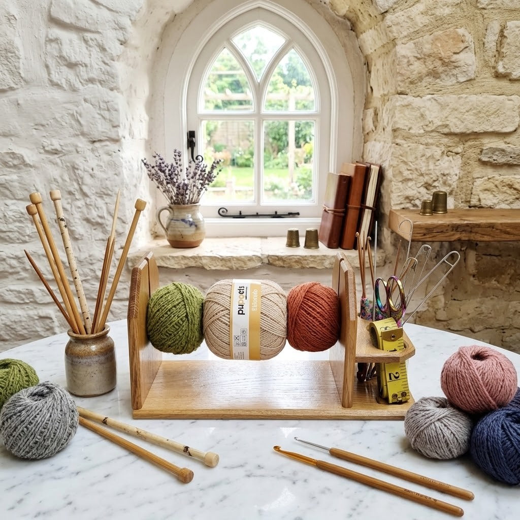Handmade Wooden Yarn Holder – Craft Organiser