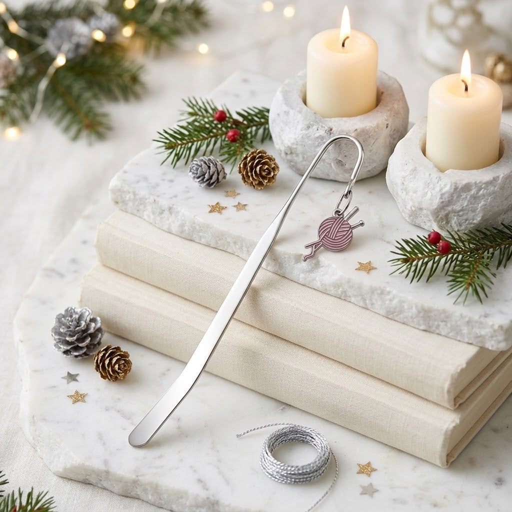 Yarn Charm Bookmark – Handmade Christmas Gift for Knitters