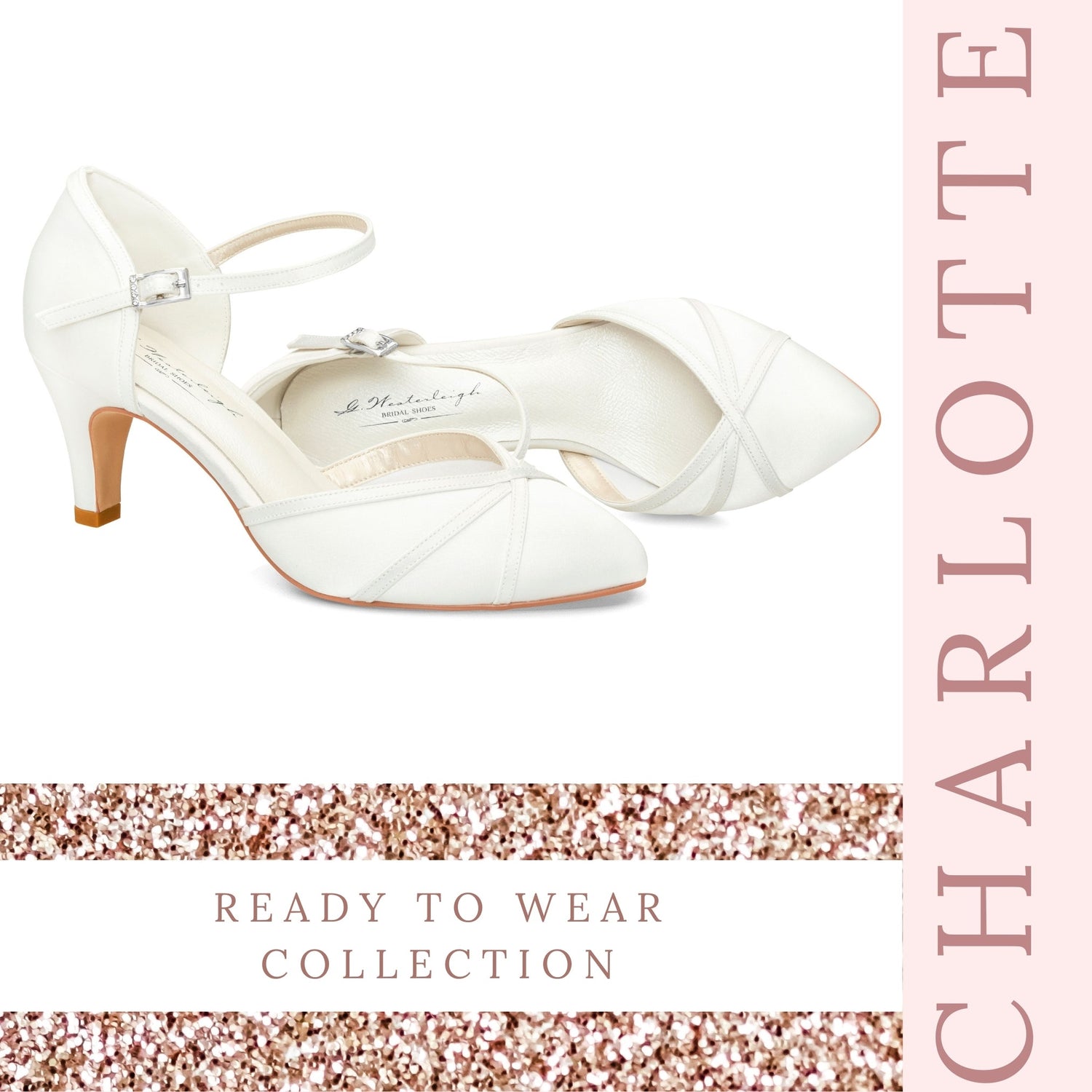Ivory Short Heels Satin Bridal Shoes Low Heel