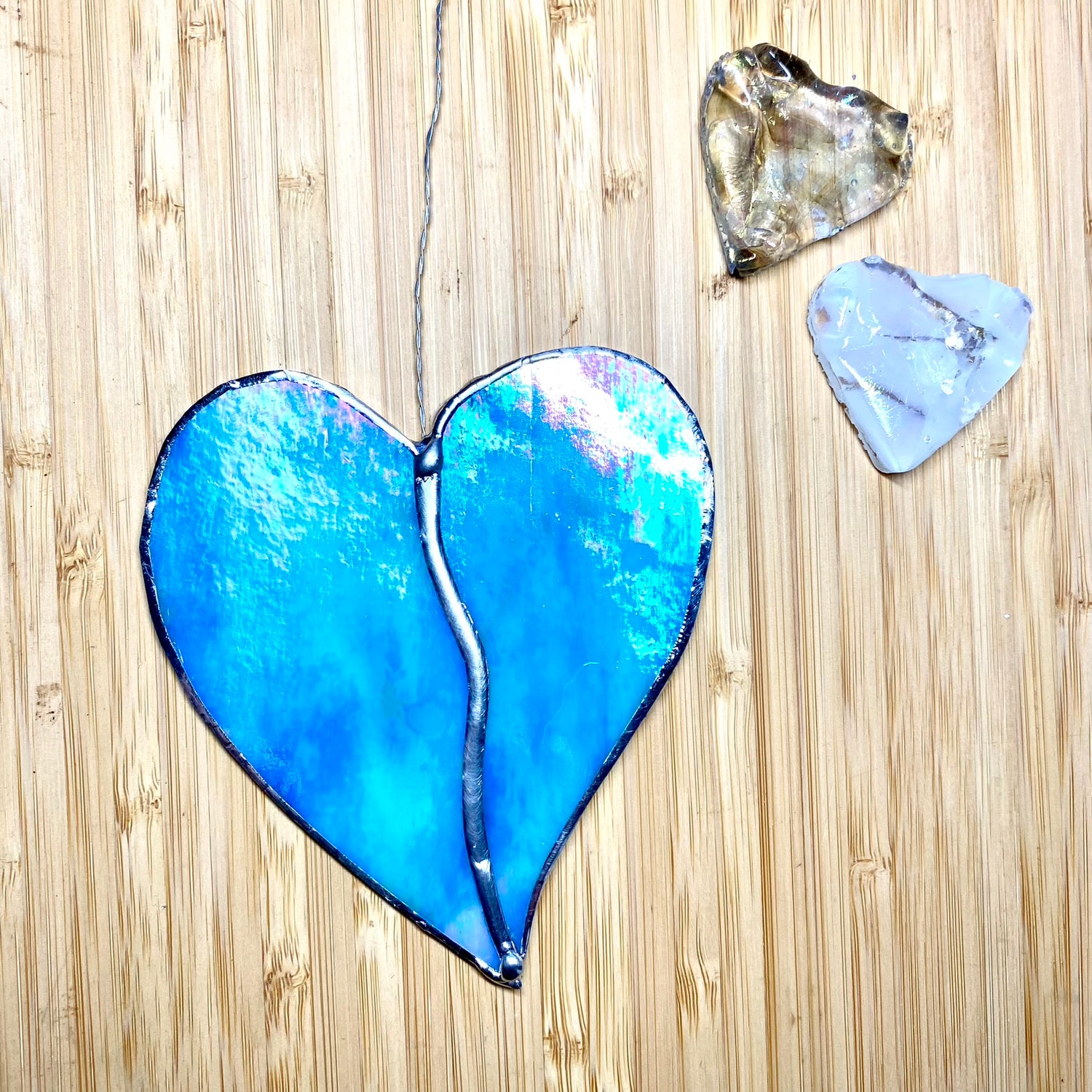 Stained Glass Heart Turquoise, Stained Glass Suncatcher, Heart