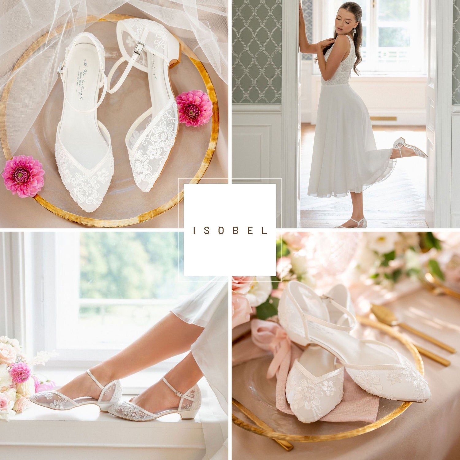 Champagne velvet shoes with soft velvet ties for the romantic bride