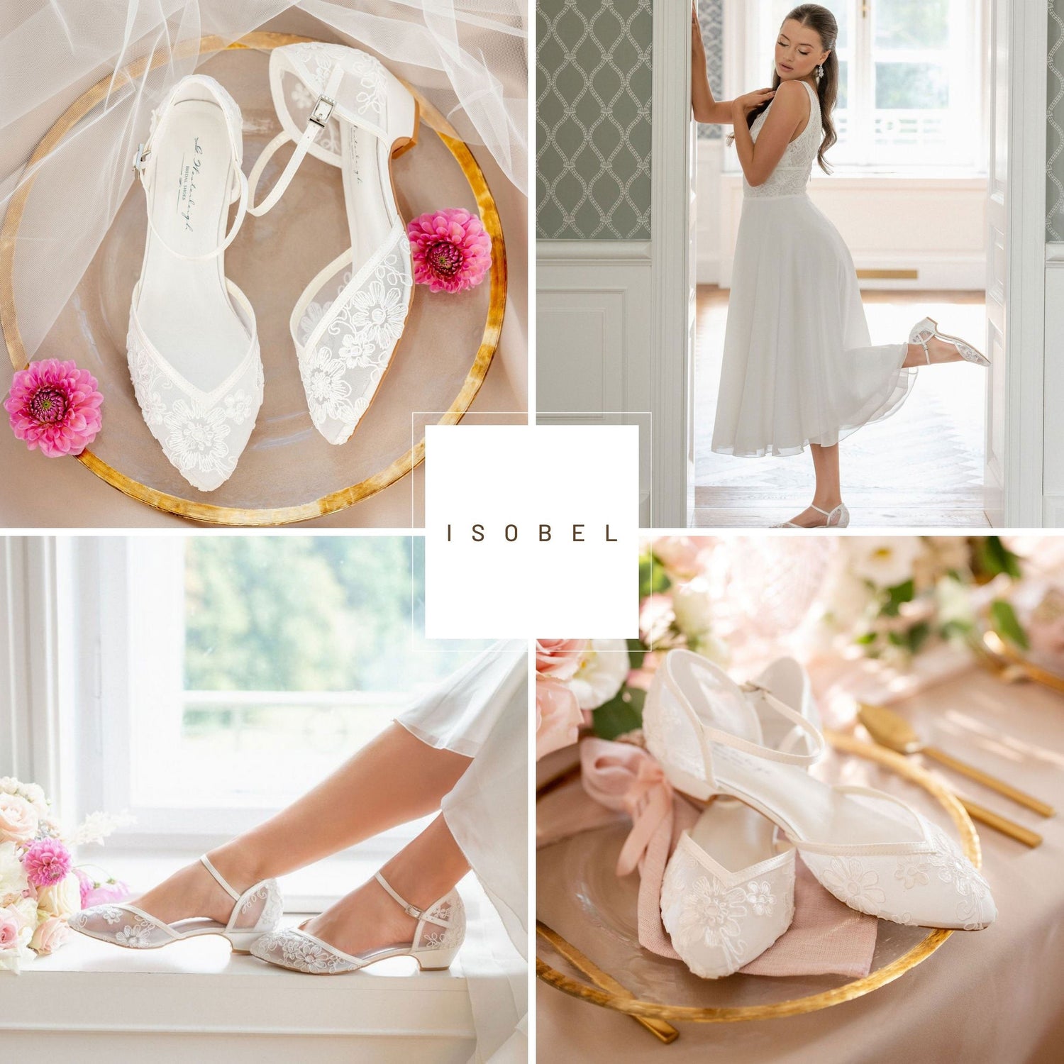 Ivory lace flat wedding shoes Clearance