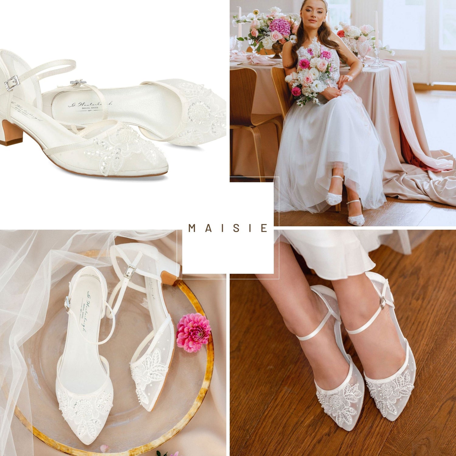 Ivory low heel wedding shoes Clearance