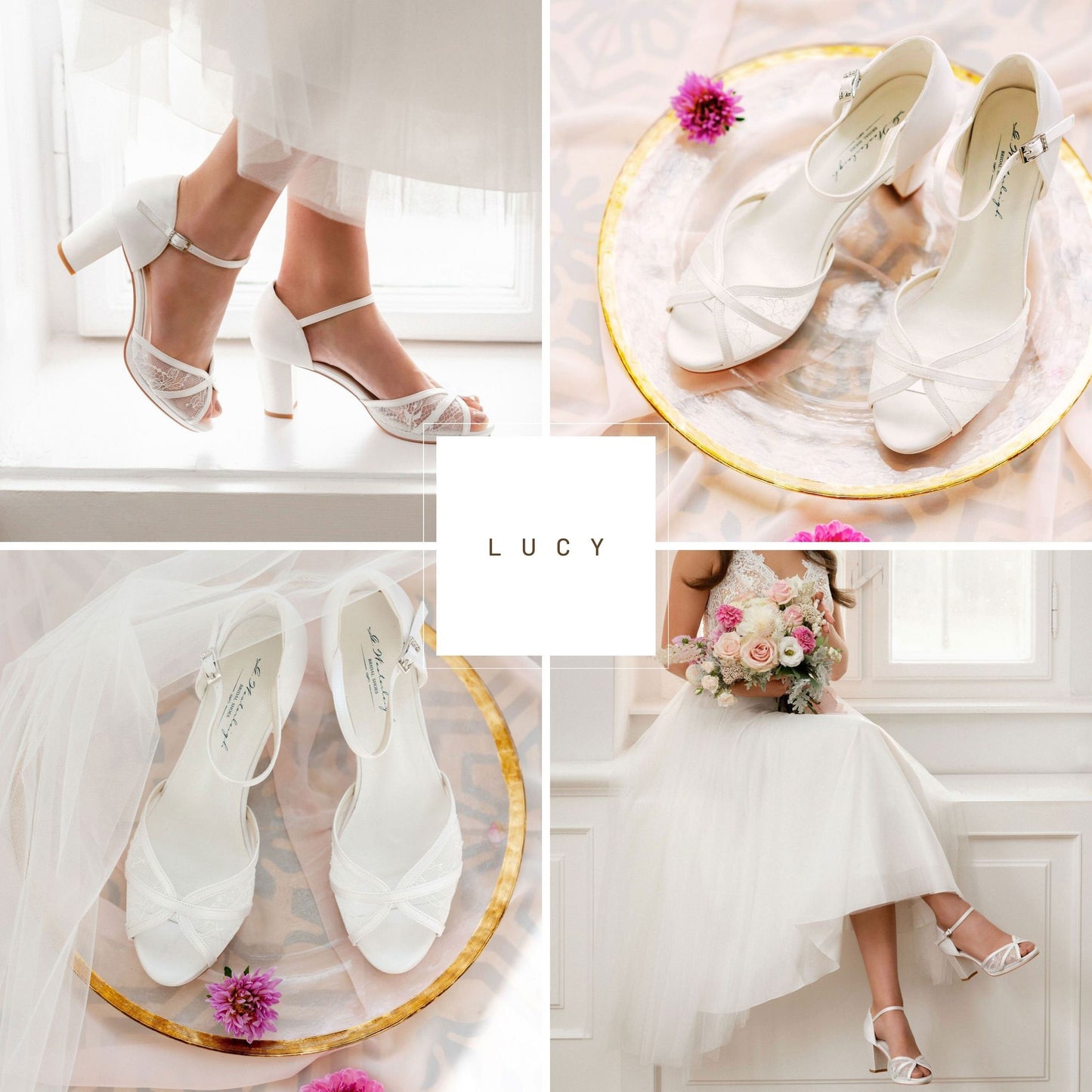 Bespoke Bridal Sandals - Block Heel Bridal Sandals with a platform by  Harriet Wilde