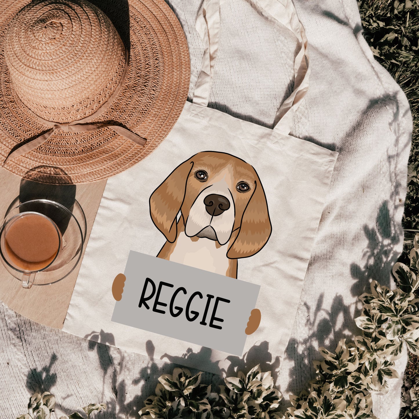 Embroidered Beagle Tote, Natural undyed cotton eco-friendly shoulder bag,  dog lovers gift, unisex shopping bag | Wonderwheel Store